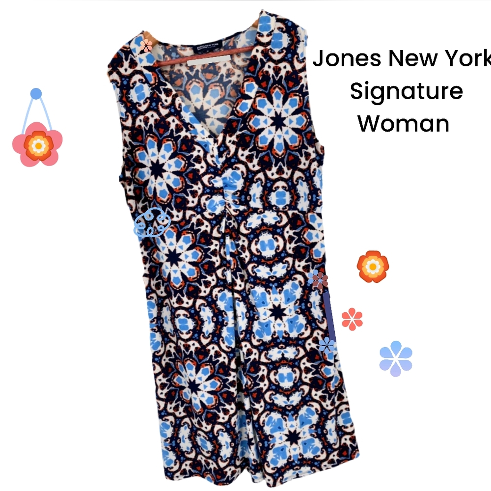 Plus Size Kaleidoscope Art Slinky Sleeveless Dress